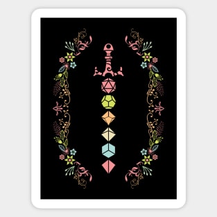 Floral Polyhedral Dice Set Sword Sticker